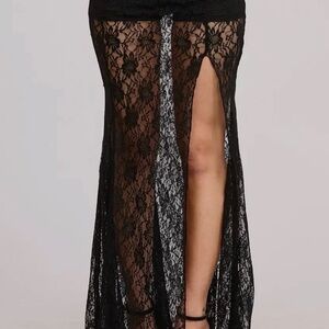 Elegant Black Lace Maxi Skirt